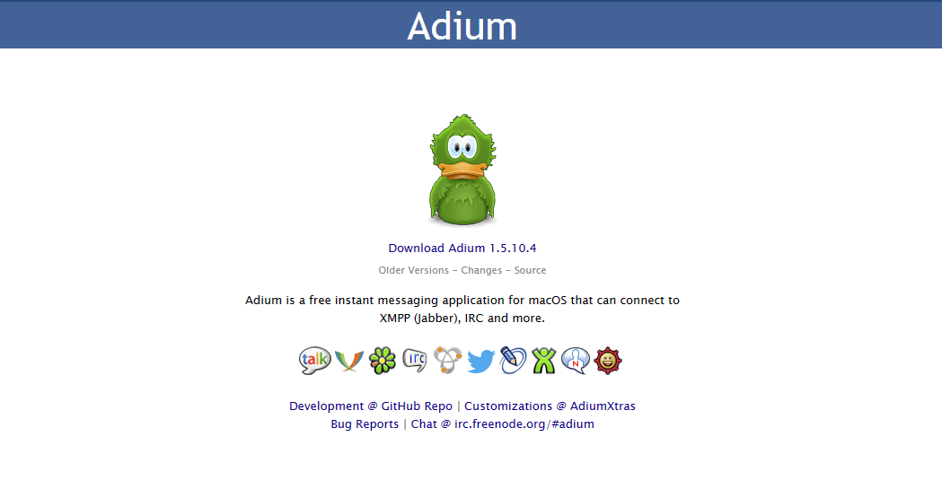 Сайт клиента Adium для MacOS